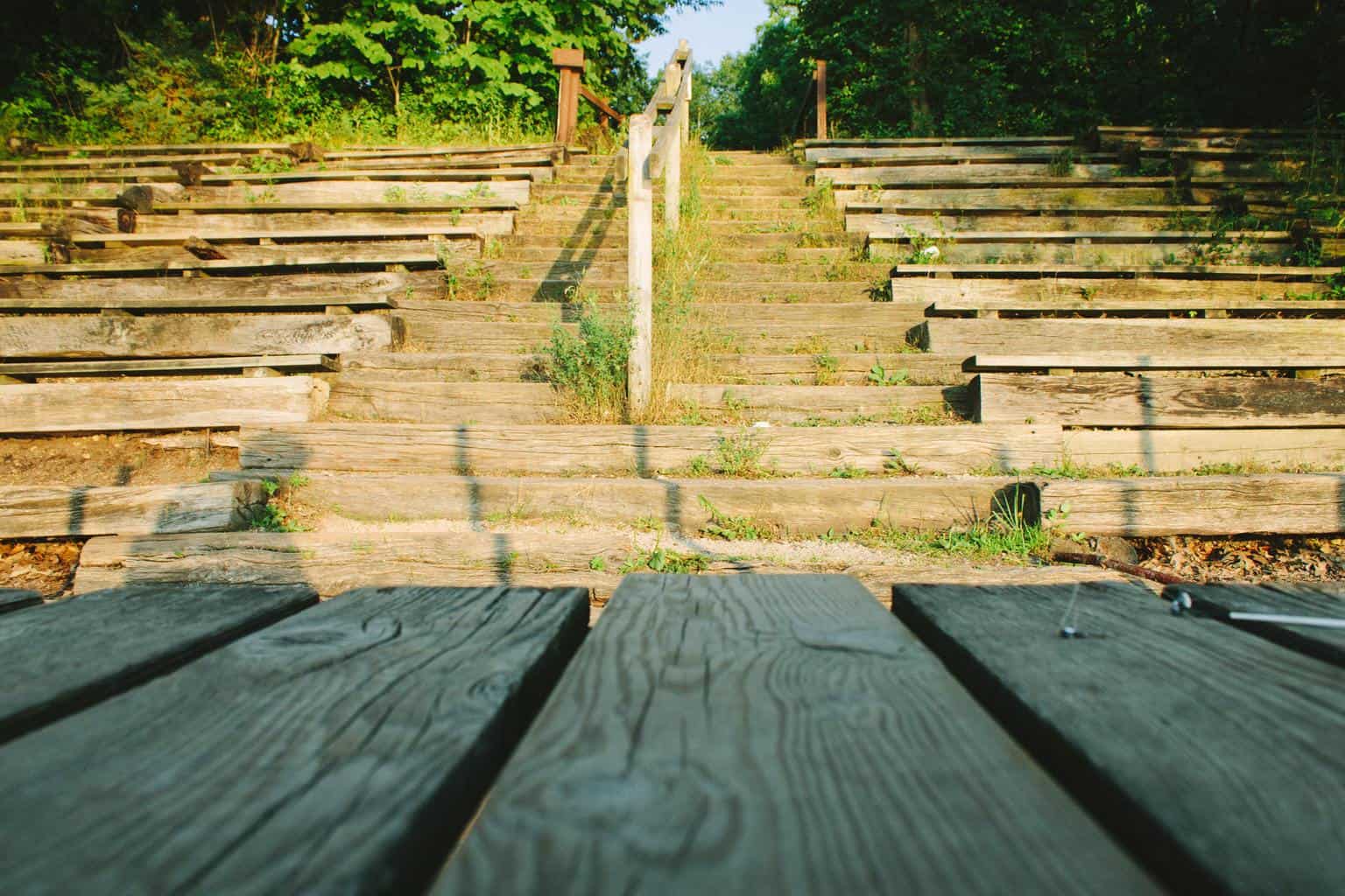 Worm view of wooden steps
