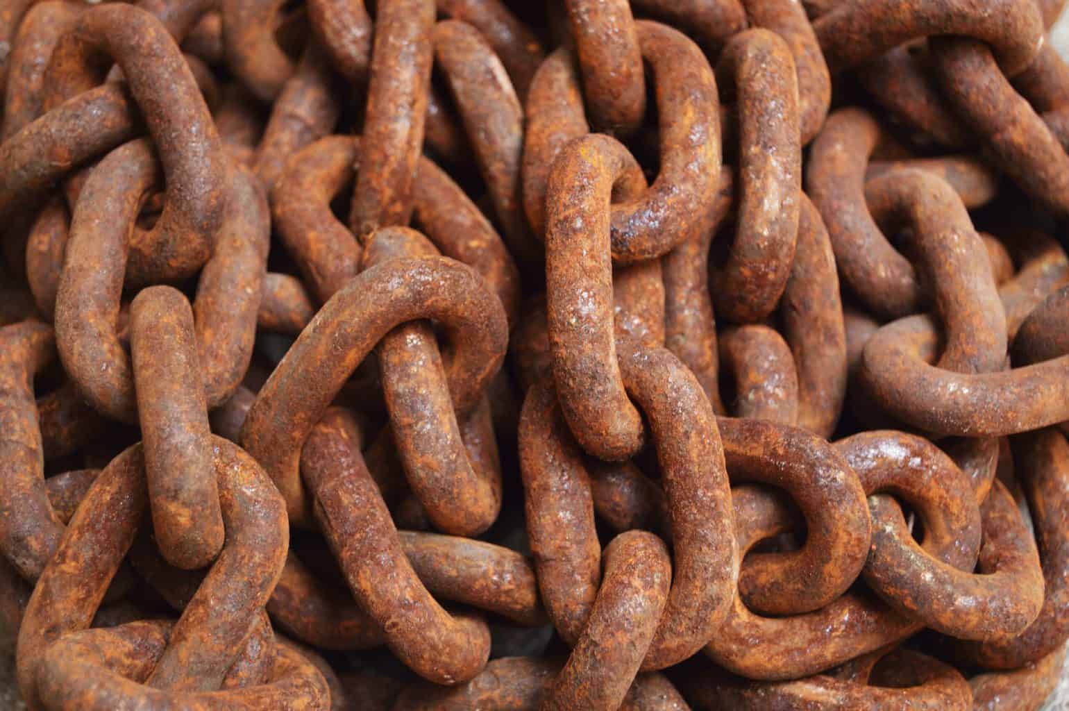 Rusty chains stacked together
