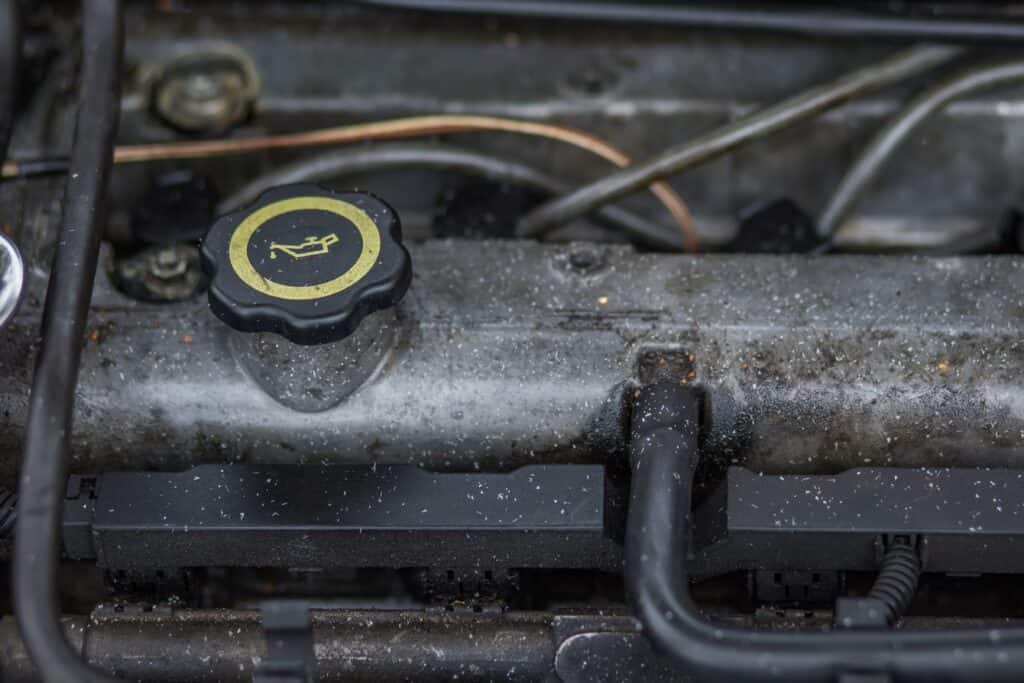 An engine block where the oil should be deposited