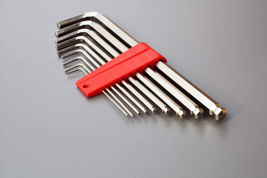 A set of Allen wrench keys