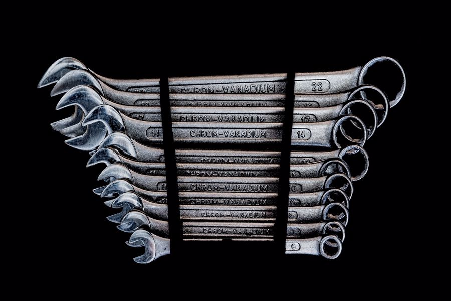 Various types of wrenches