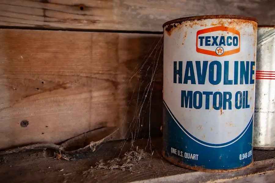Motor oil in a rustic can